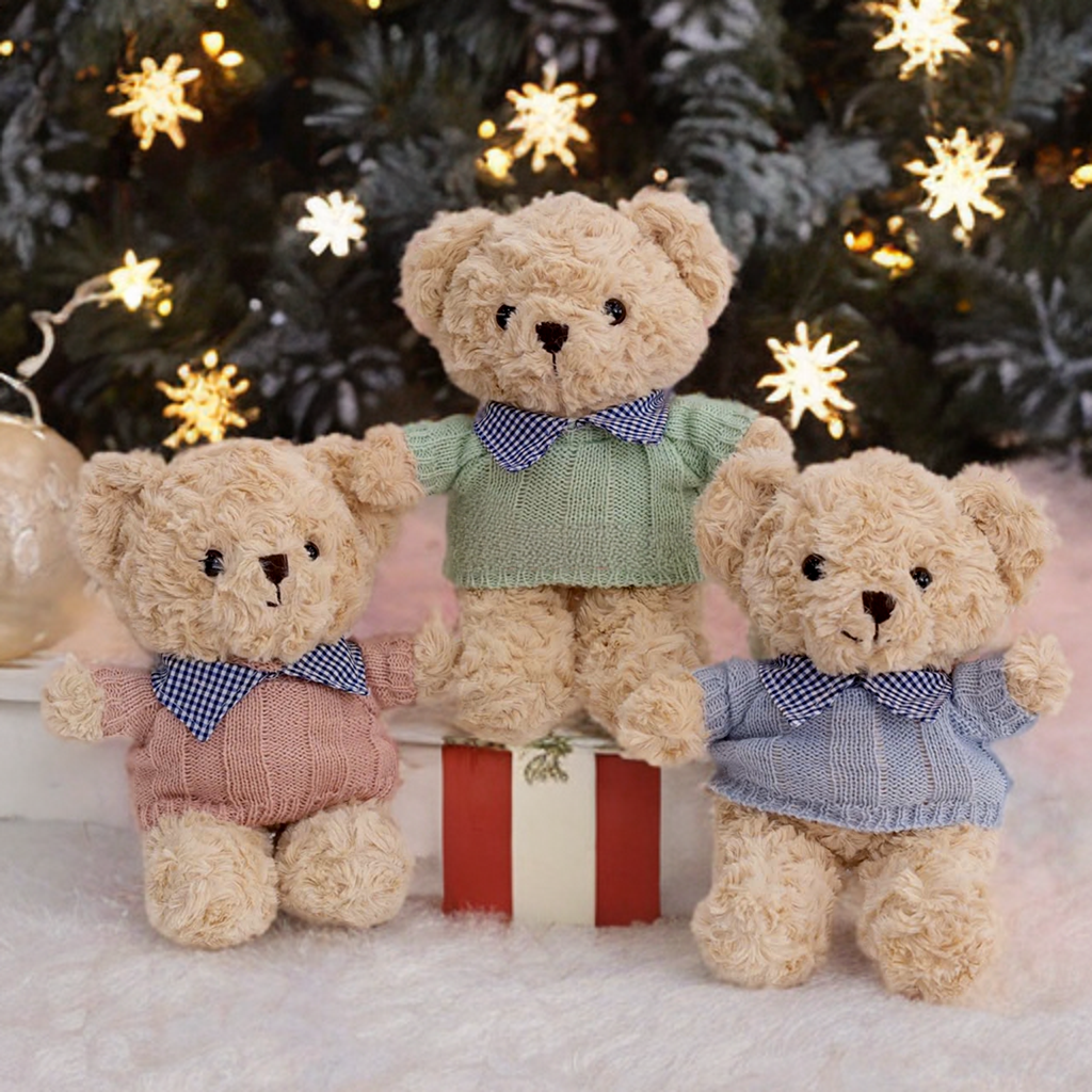 Teddy áo len cổ caro