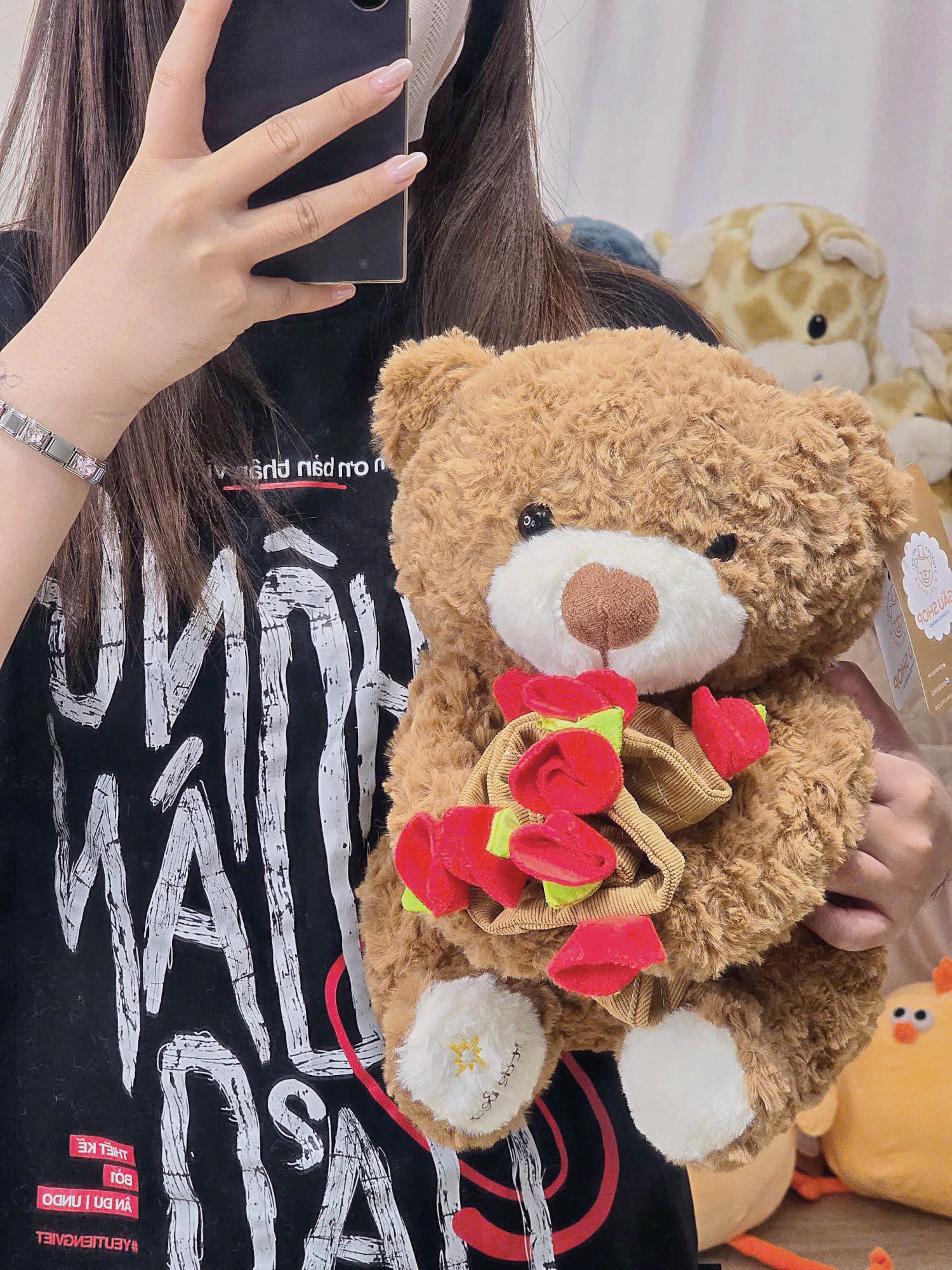 Teddy ôm hoa nón 2in1